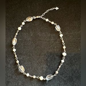 Silpada Freshwater Pearl, Crystal and Sterling Silver bead necklace